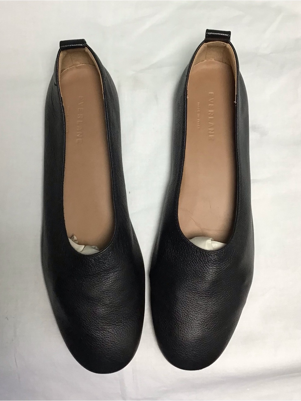Everlane The Day Classic Slide on Black Leather Slip-On Ballet Flats